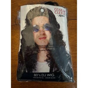 80s Black Curly Wig Adult Halloween Costume Culture Franco